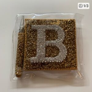 Pier 1 Gold and Silver Embellished Notebook and Matching Pen Set New